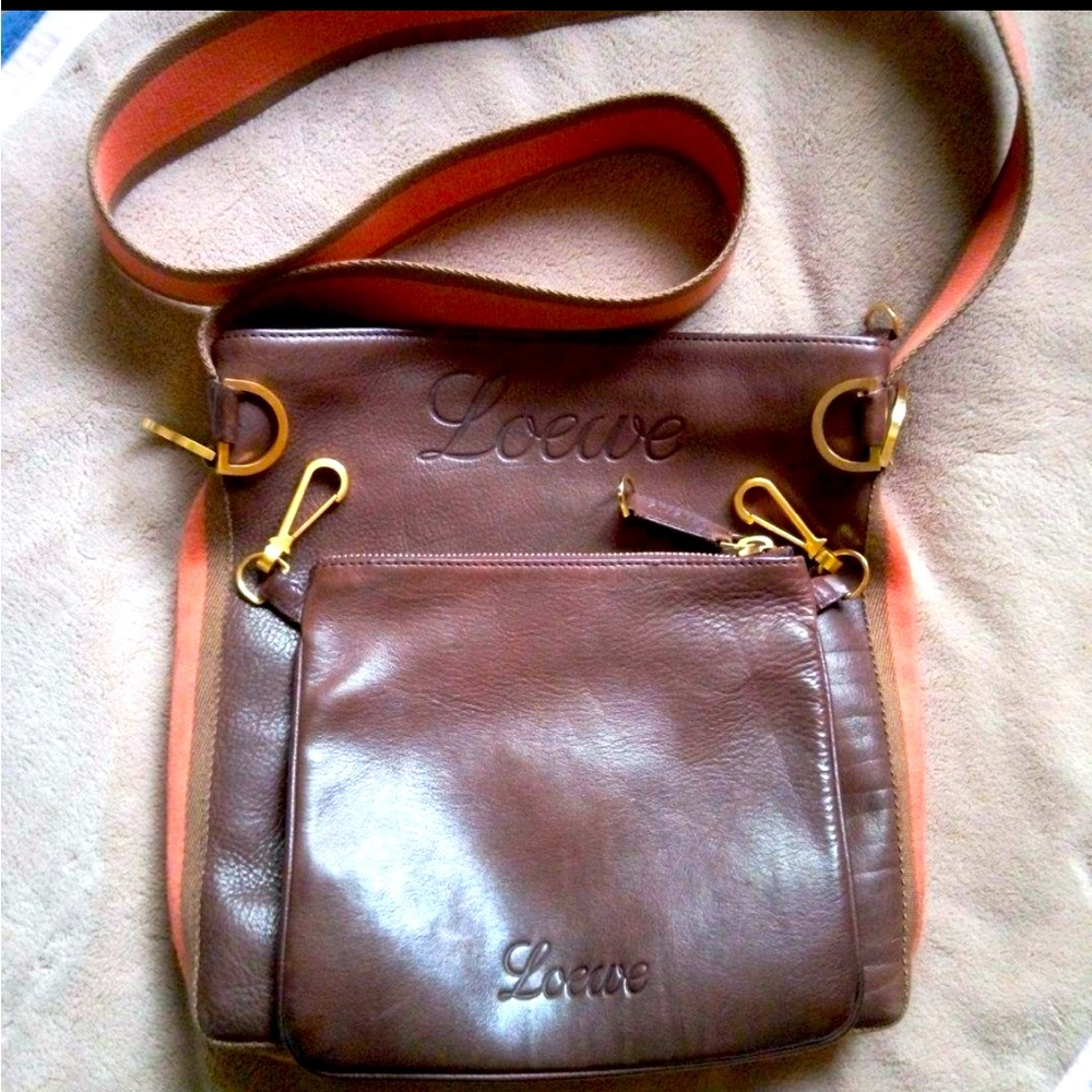 Rare Loewe Brown Messenger bag with detachable pouch